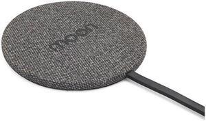 Orbit Moon Wireless Smartphone Charger with QC3.0 Wall Charger, Black Fabric