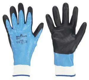 Showa Coated Gloves Black/Blue 13 Gauge  377M-07