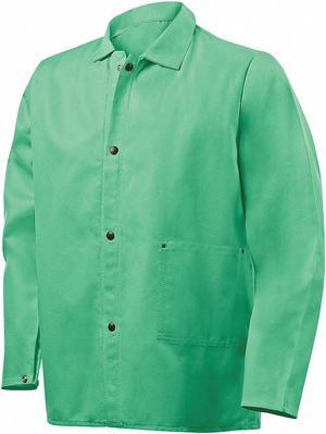 STEINER 1030-2X Welding Jacket, 30 in L, Cotton, Snaps, Green 2XL