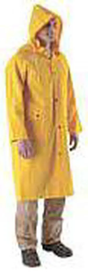 MCR SAFETY 230CX4 Rain Jacket, Detachable Hood, PVC, Snap Closure, .35 mil