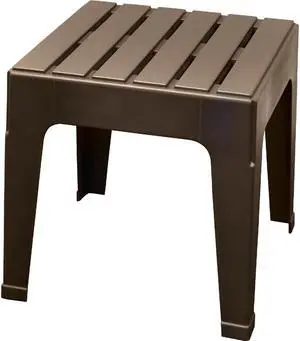 Adams Big Easy Earth Brown 18.9 In. Square Resin Stackable Side Table Adams Big Easy Earth Brown 18.9 In. Square Resin Stackable Side Table