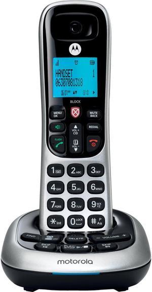 Motorola CD4011 DECT 6.0 Cordless Phone with Answering Machine and Call Block, Silver/Black, 1 Handset