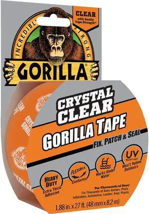 Gorilla 1.88 In. x 9 Yd. Crystal Clear Duct Tape, Clear 6027002
