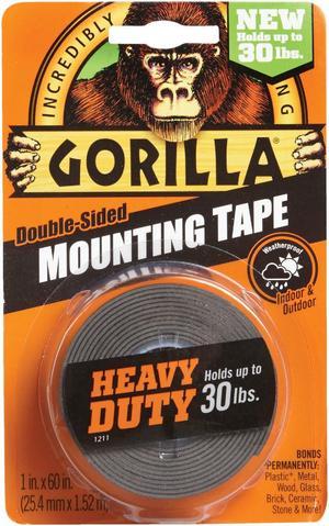 Gorilla Glue 6055002 Gorilla Heavy Duty Mounting Tape,1" x 60" Rolls