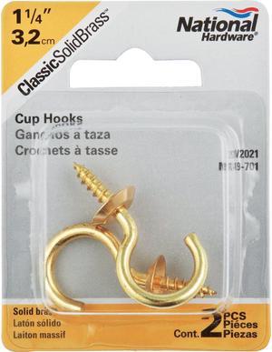National V2021 1-1/4 In. Solid Brass Series Cup Hook (2 Count) N119701