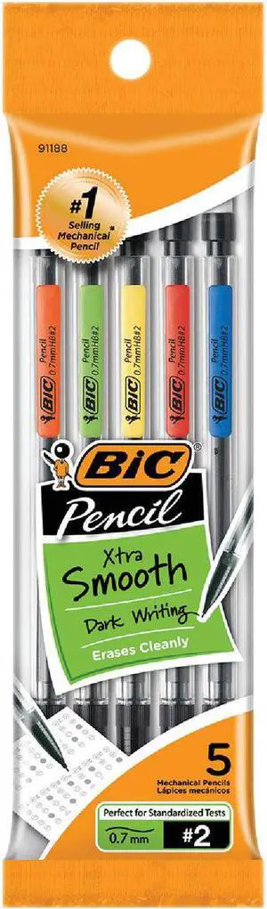 Bic Mechanical Pencil w/ 3 No. 2 Leads .7mm 5/PK MPP51