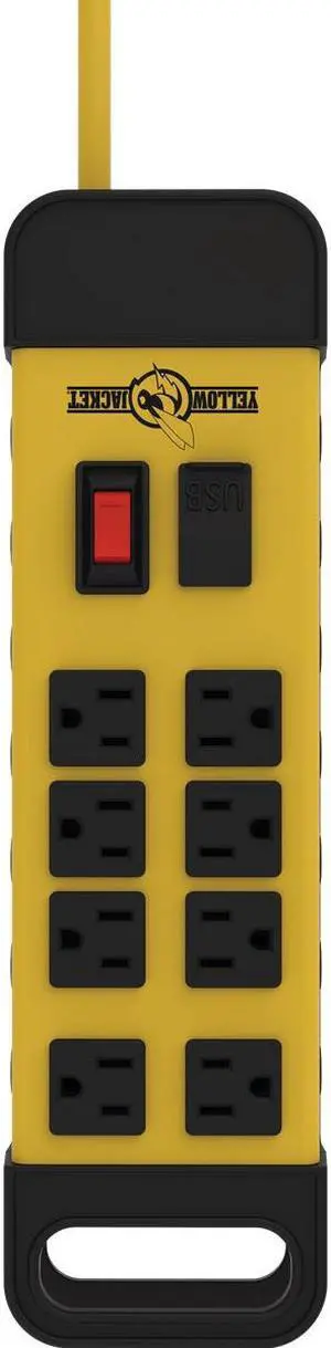 Yellow Jacket 5148 8-Outlet Metal Power Block With 2.4A USB, 6' Length Cord