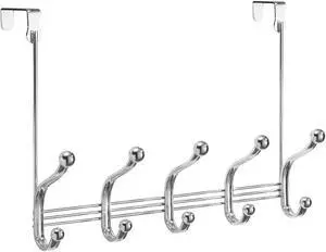 iDesign York Lyra Over-The-Door Chrome 5-Hook Rail 53470