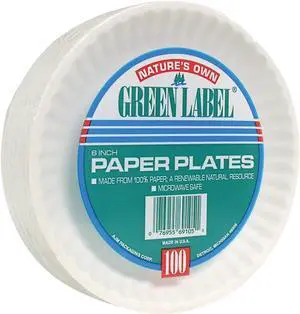 AJM Nature's Own Green Label 6 In. Paper Plates (100 Count) PP6GRAWH