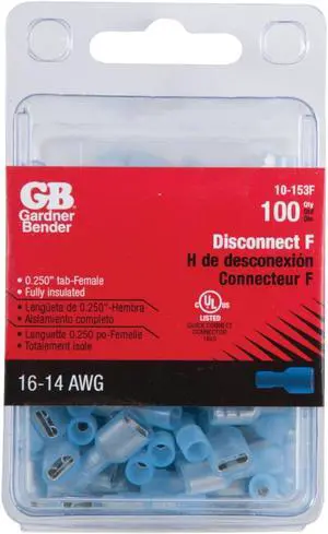 Gardner Bender 16 to 14 AWG Female Blue Fully-Insulated Disconnect (100-Pack)