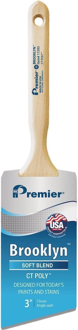 PREMIER 17293 3" Angle Sash Paint Brush, Polyester Bristle, Hardwood Handle