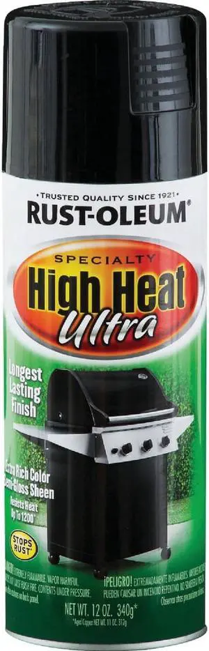 Rust-Oleum Semi-Gloss Ultra Black 12 Oz. High Heat Spray Paint 241169
