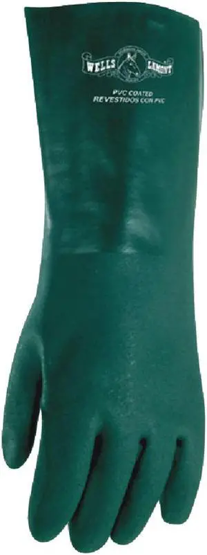 Wells Lamont, 167L, Heavyweight PVC Fully Coated Gloves, Cotton Jersey Lining, 14-inch Gauntlet Cuff, Large, Green