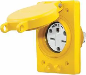 HUBBELL WIRING DEVICE-KELLEMS HBL60W49 Watertight Straight Blade Receptacle,