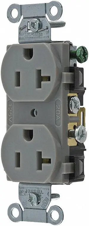 Hubbell Wiring Device-Kellems Receptacle,Duplex,20A,5-20R,125V,Gray  CR20GRY