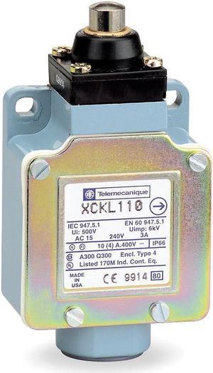 TELEMECANIQUE SENSORS XCKL110H7 Limit Switch, Plunger, 1NC/1NO, 10A @ 240V AC,