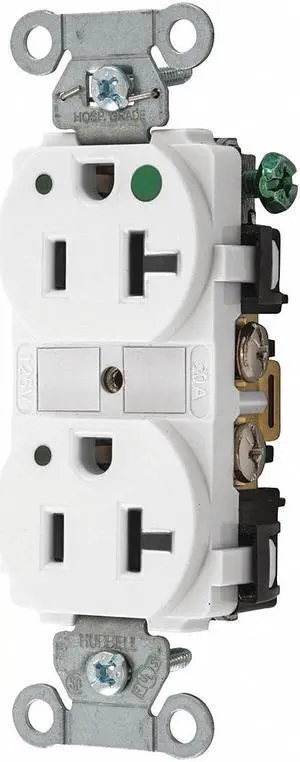 BRYANT 8300HBWL Straight Blade Receptacle, 5-20R, 20 A, 125V AC, 2 Pole, 3