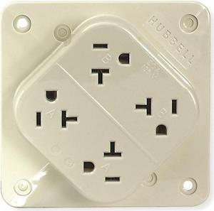 HUBBELL WIRING DEVICE-KELLEMS HBL420I Straight Blade Receptacle, 5-20R, 20 A,