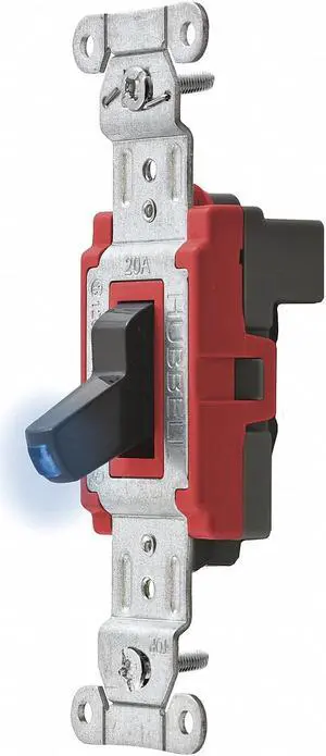HUBBELL WIRING DEVICE-KELLEMS SNAP1221ILBK IllumWllSwtch,Blk,20 A;Back,Single