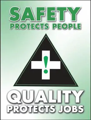 ACCUFORM SP124509L Poster, Safety Protects People  Quality Prtects Jobs, 22 in