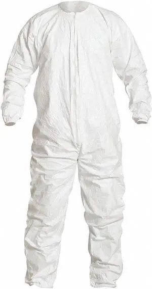 Dupont Coveralls with Elastic Cuff, Tyvek® IsoClean® Material, White, 2XL