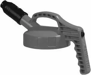 OIL SAFE 100504 Stumpy Spout Lid,w/1 In Outlet,HDPE,Gray