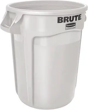 Rubbermaid Commercial Products 20 gal.,  Round,  Trash Can,  Plastic,  White
