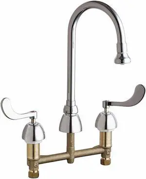 CHICAGO FAUCET 786-ABCP Gooseneck Kitchen/Bathroom Faucet, Manual, 8" Mount, 3