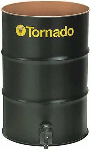 TORNADO 95944 Open Head Vacuum Drum, Steel, 55 gal, Unlined, Black