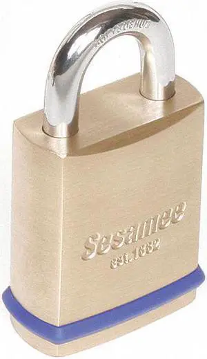 SESAMEE 56010 Padlock, Coreless, Standard Shackle, Rectangular Brass Body,