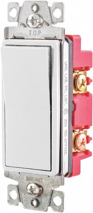 Wall Switch,20A,White,4-Way Type,Rocker BRYANT 9904W