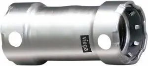 Viega Megapress Stainless 304 Coupling No Stop, 1/2" x 1/2" Tube Size   95310