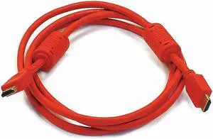 Monoprice HDMI Cable - 6 Feet - Red | High Speed, HDR, 4K@24Hz, 18Gbps, YUV 4:4:4, 28AWG, Compatible with UHD TV and More - Select Series