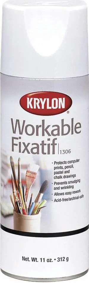 KRYLON K01306 Workable Fixative Spray, Clear, Gloss, Solvent, 11 oz