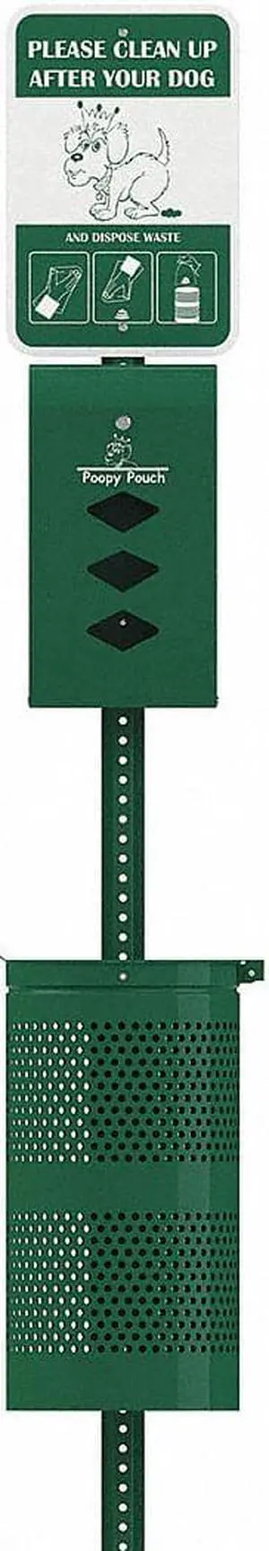 POOPY POUCH PP-SD-01-3R200-WP Pet Waste Station, Vertical, Green, 17 gal.