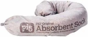 PIG PIG218 Sorbent Sock, 7 gal, 3 in x 24 in, Universal, Gray, 36 PK
