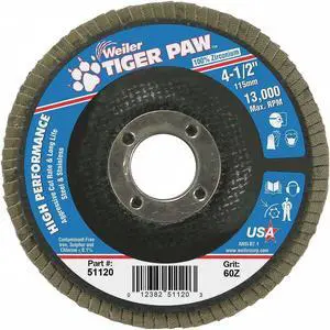WEILER 98833 Abrasive Flap Disc, Medium, 4-1/2 in.