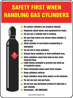 ACCUFORM SP124489L Safety Poster, Safety First When Handling Gas Cylinders, 22