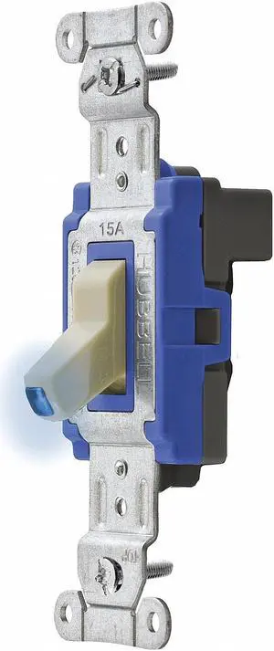 HUBBELL WIRING DEVICE-KELLEMS SNAP1201ILI Illminatd Wall Swtch, 1-Pole, 15A,