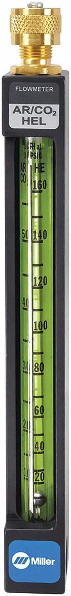 MILLER ELECTRIC 16531 Flowmeter, Argon, Carbon Dioxide, Helium, Single Stage,