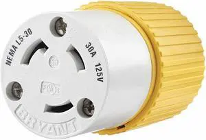 BRYANT 70530NCCR Locking Connector, L5-30R, 30 A, 125V AC, Single Phase, 2