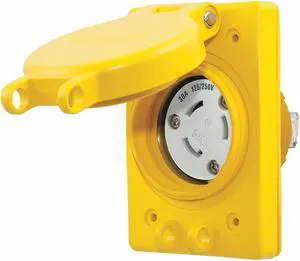 HUBBELL WIRING DEVICE-KELLEMS HBL69W08 Watertight Flanged Locking Receptacle, HUBBELL WIRING DEVICE-KELLEMS HBL69W08 Watertight Flanged Locking Receptacle,