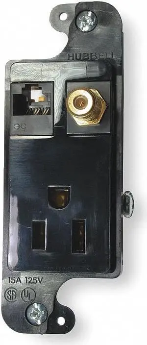 HUBBELL WIRING DEVICE-KELLEMS RJ650BKTR Receptacle,Voice/Data,5-15R,125V HUBBELL WIRING DEVICE-KELLEMS RJ650BKTR Receptacle,Voice/Data,5-15R,125V