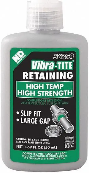 Vibra-tite Retaining Compound, 1.69 oz. Bottle, 3500 Shear Strength (PSI) 56750