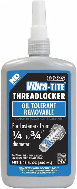 122 Series Medium-Strength Primerless Threadlocker, Blue Liquid, 250mL Bottle