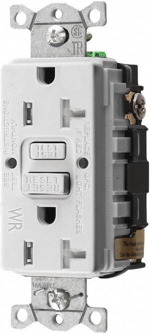 HUBBELL GFRTW20W GFCI Receptacle,20A,125VAC,5-20R,White