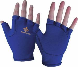 Anti-Impact Gloves, Nylon, Grain Leather Palm Material, Blue, Yellow, 1 EA