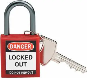 BRADY 118954 Lockout Padlock,KA,Red,1-2/5"H,PK6