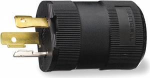 HUBBELL WIRING DEVICE-KELLEMS HBL4573VBK Locking Plug, L6-15P, 15 A, 250V AC,