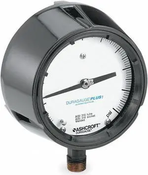 ASHCROFT 451279SS04LXLL600 Process Pressure Gauge, 0 to 600 psi, 4 1/2 in Dial,